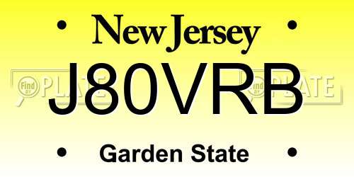 J80VRB New Jersey License Plate