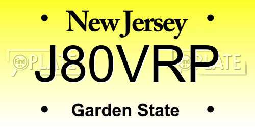 J80VRP New Jersey License Plate