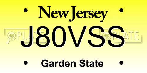 J80VSS New Jersey License Plate