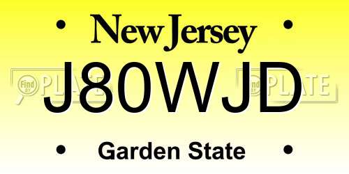 J80WJD New Jersey License Plate