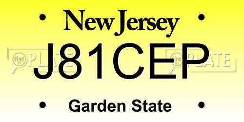 J81CEP New Jersey License Plate