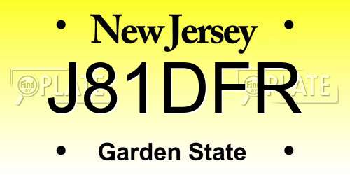 J81DFR New Jersey License Plate