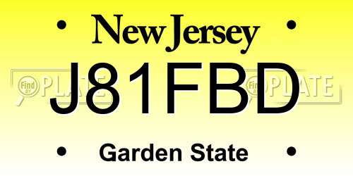J81FBD New Jersey License Plate