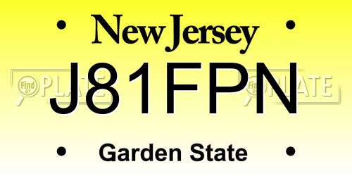 J81FPN New Jersey License Plate