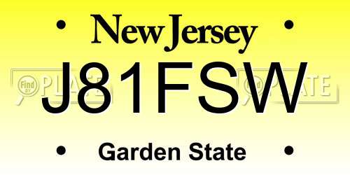 J81FSW New Jersey License Plate