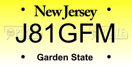 J81GFM New Jersey License Plate