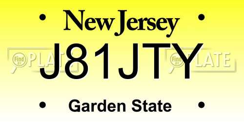 J81JTY New Jersey License Plate