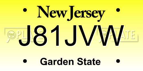 J81JVW New Jersey License Plate