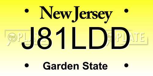J81LDD New Jersey License Plate