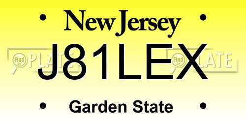 J81LEX New Jersey License Plate