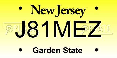 J81MEZ New Jersey License Plate