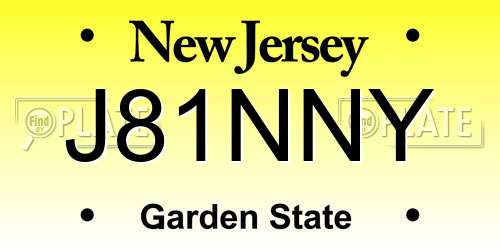 J81NNY New Jersey License Plate