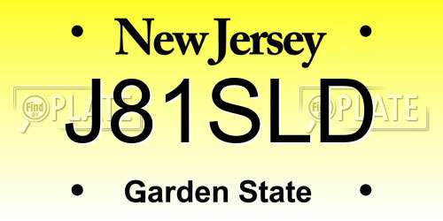 J81SLD New Jersey License Plate