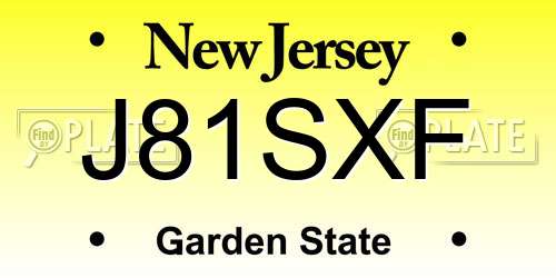 J81SXF New Jersey License Plate