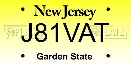 J81VAT New Jersey License Plate