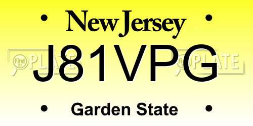J81VPG New Jersey License Plate