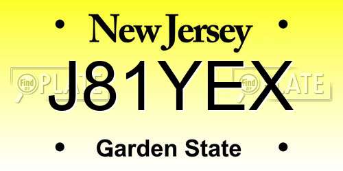 J81YEX New Jersey License Plate