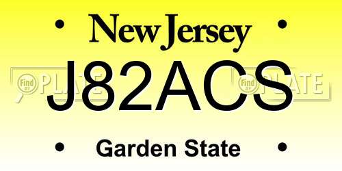 J82ACS New Jersey License Plate