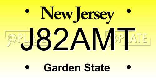 J82AMT New Jersey License Plate