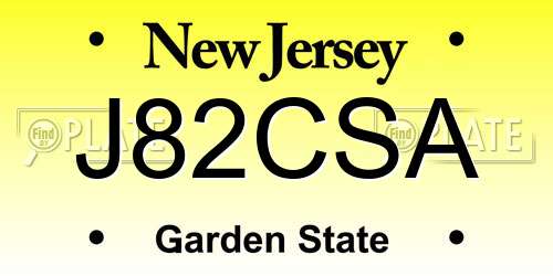 J82CSA New Jersey License Plate