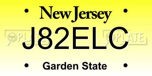 J82ELC New Jersey License Plate