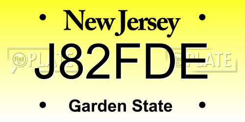 J82FDE New Jersey License Plate