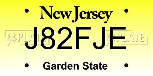 J82FJE New Jersey License Plate
