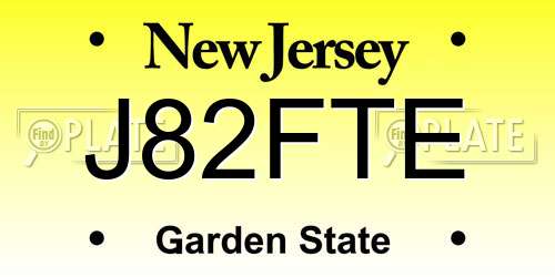 J82FTE New Jersey License Plate