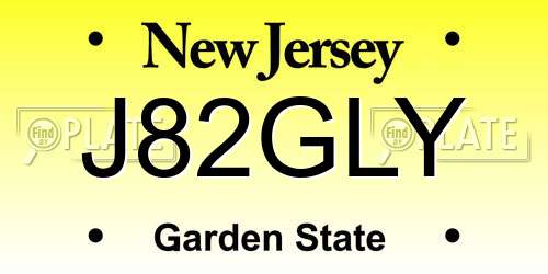 J82GLY New Jersey License Plate