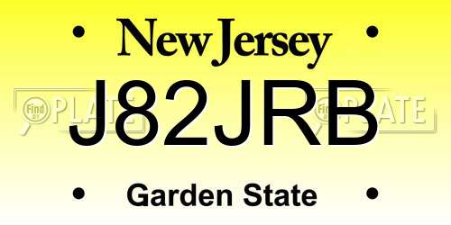 J82JRB New Jersey License Plate