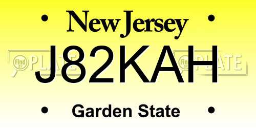 J82KAH New Jersey License Plate