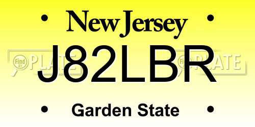 J82LBR New Jersey License Plate