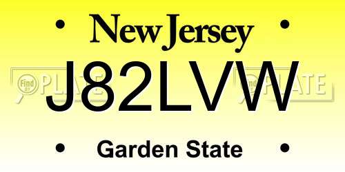 J82LVW New Jersey License Plate