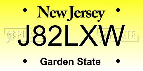 J82LXW New Jersey License Plate