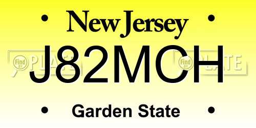 J82MCH New Jersey License Plate