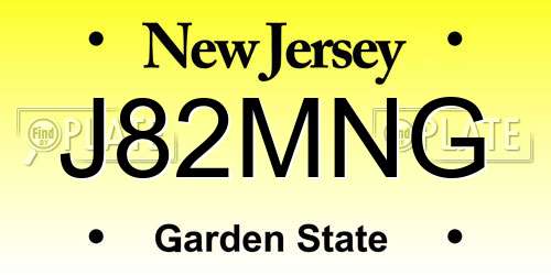 J82MNG New Jersey License Plate