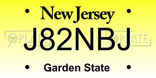 J82NBJ New Jersey License Plate