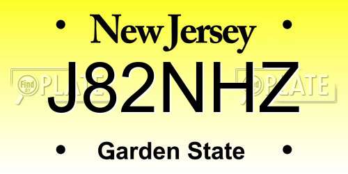 J82NHZ New Jersey License Plate