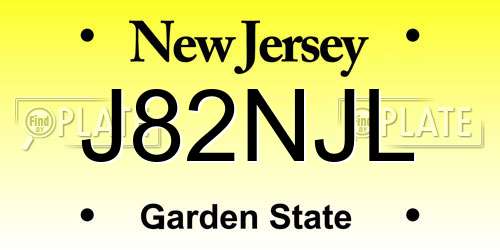 J82NJL New Jersey License Plate