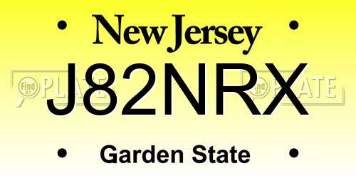 J82NRX New Jersey License Plate