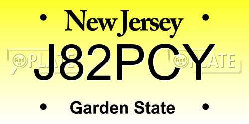 J82PCY New Jersey License Plate