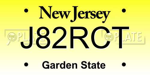 J82RCT New Jersey License Plate