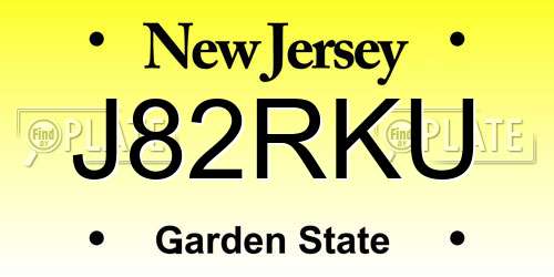 J82RKU New Jersey License Plate