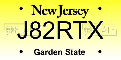 J82RTX New Jersey License Plate