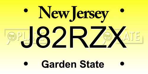 J82RZX New Jersey License Plate
