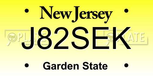 J82SEK New Jersey License Plate