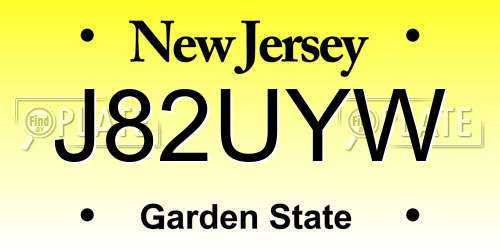J82UYW New Jersey License Plate