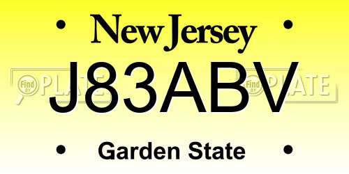 J83ABV New Jersey License Plate