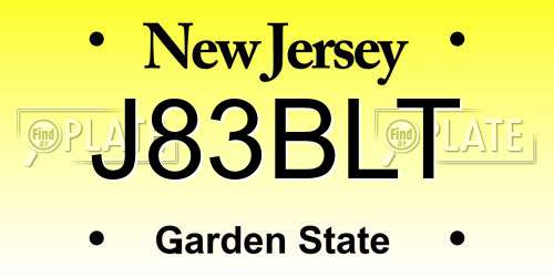 J83BLT New Jersey License Plate