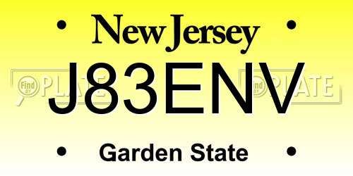J83ENV New Jersey License Plate